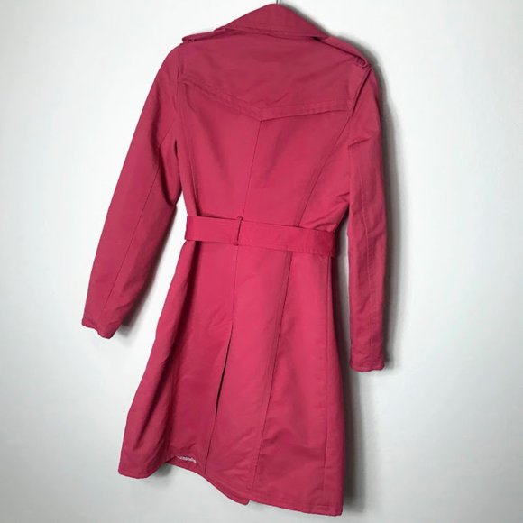 Express Hot Pink Double Brested Trench Coach Small - Picture 2 of 7